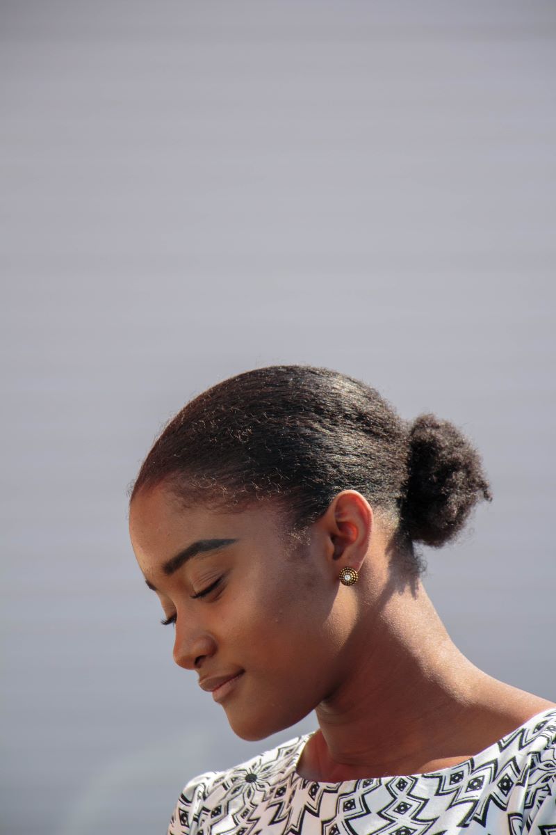 african american woman in peaceful contemplation